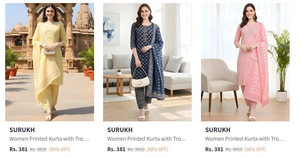 Surukh Kurta Trouser Dupatta 90 381for More Deals Join Our Whatsapp Channel