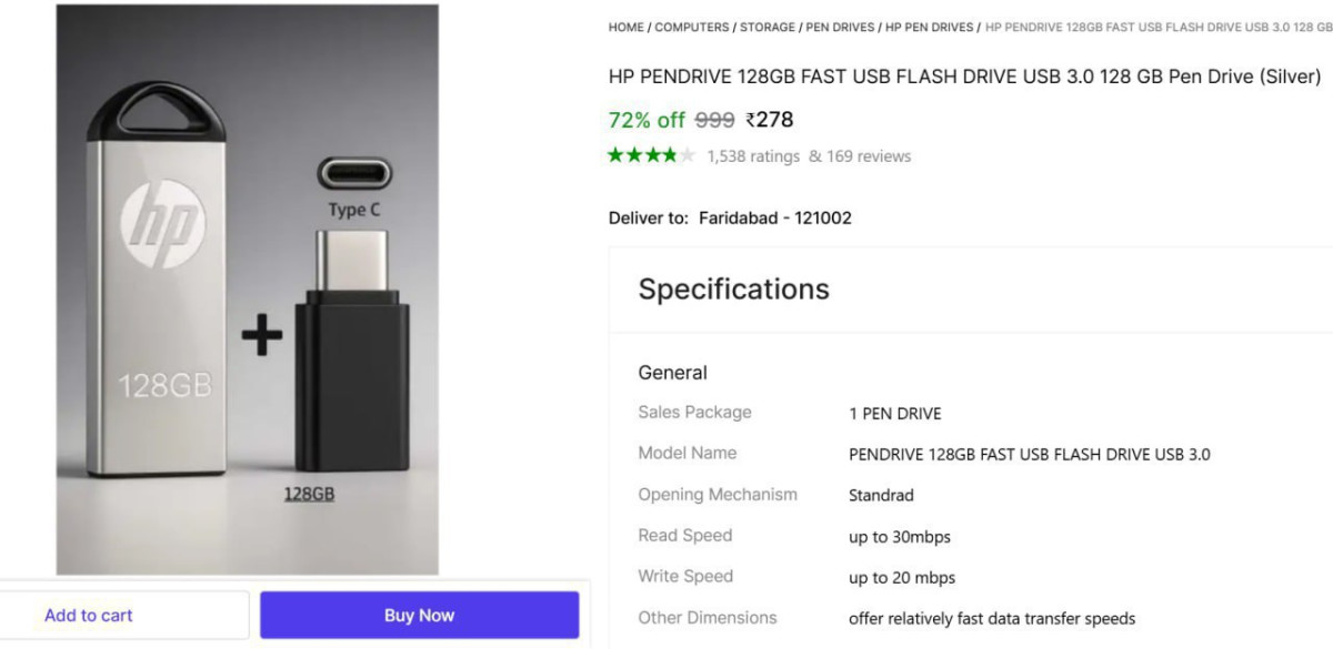 Hp 128gb Pen Drive 2in1 Otg 278 For More Deals Join Our Whatsapp Channel