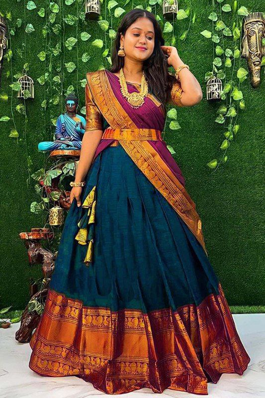 Divastri Embellished Semi Stitched Lehenga Choli (dark Blue Purple) At 563 
