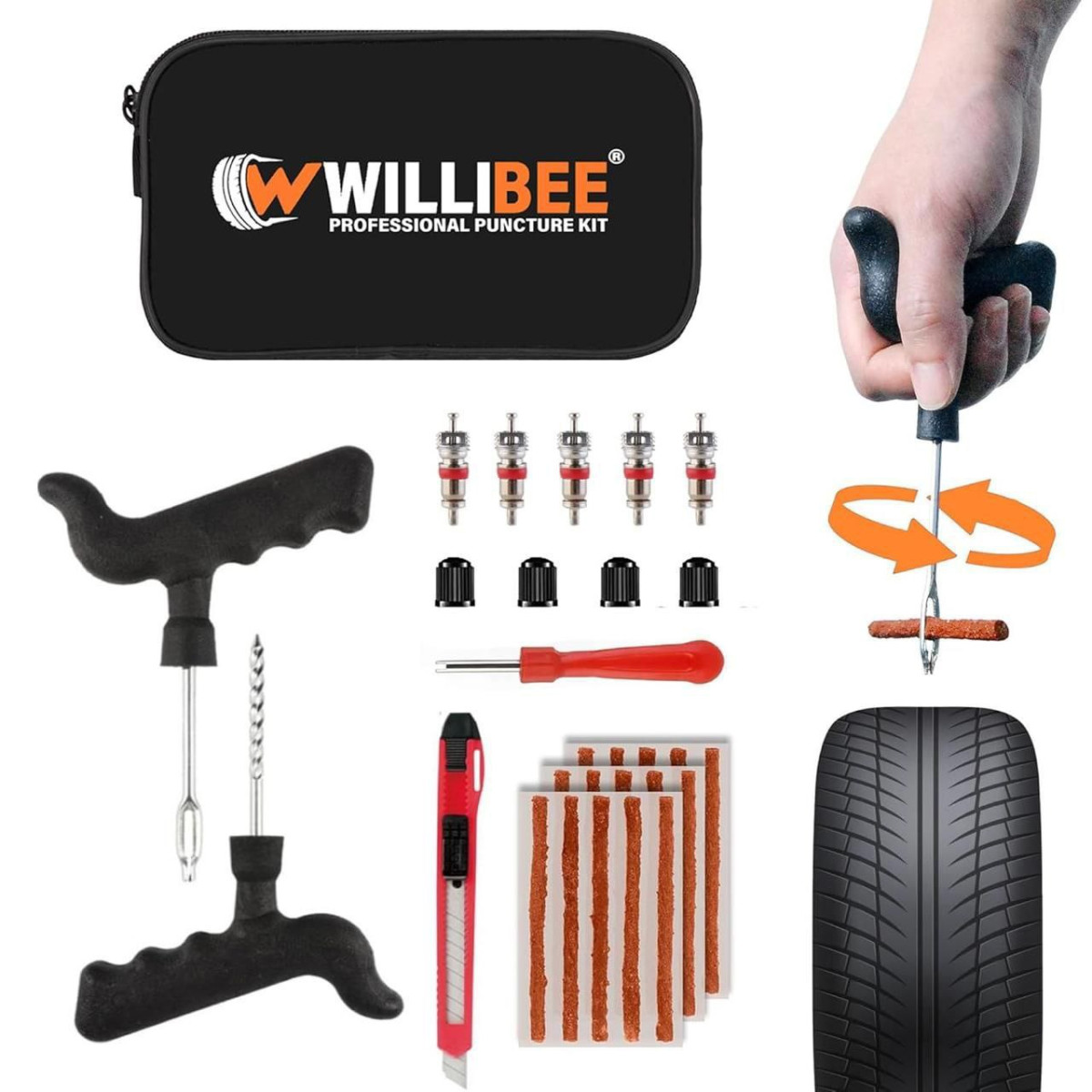 Coupon Willibee 8-in-1 Tool Set (pack Of 15 Strips) Tubeless Tyre Puncture 