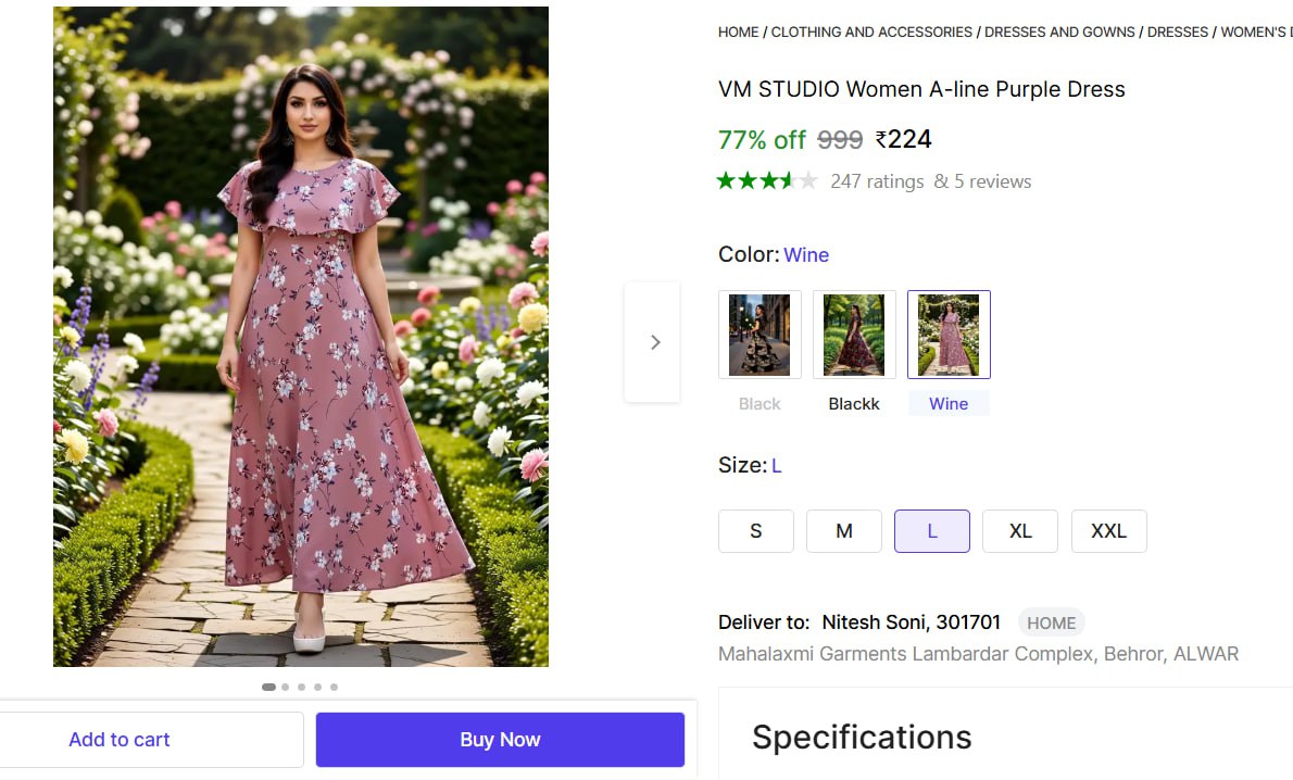 Women A-line Purple Dress 229 For More Deals Join Our Whatsapp Channel