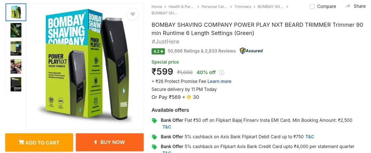 Bombay Shaving Trimmer At 599
