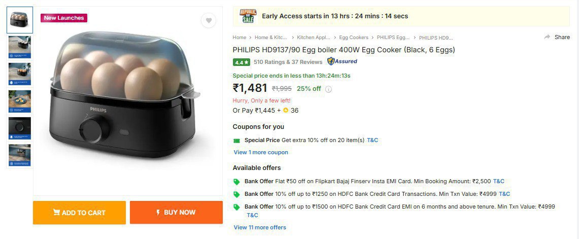 Philips 400w Egg Boiler 1481 Click Here To Join All Dealsfor More Deals Joi