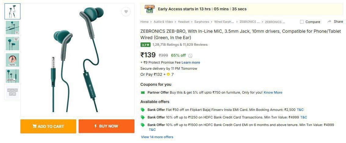 Zebronics Zeb-bro With In-line Mic 3 5mm Jack 139 Click Here To Join All De