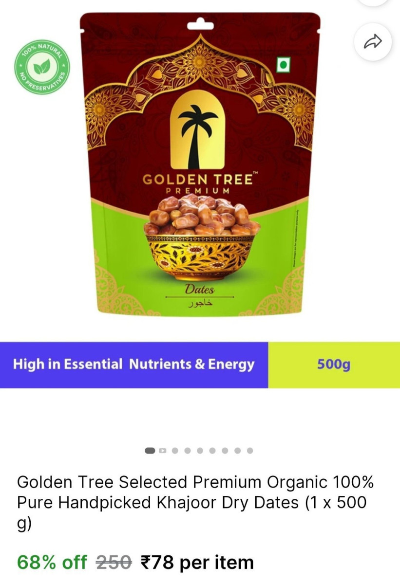 Khajoor Dry Dates (1 X 500 G) 78min Buy - 2