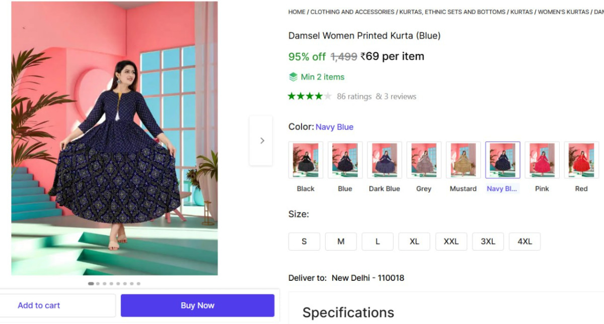 Women Printed Kurta 69s Size Min Buy - 2