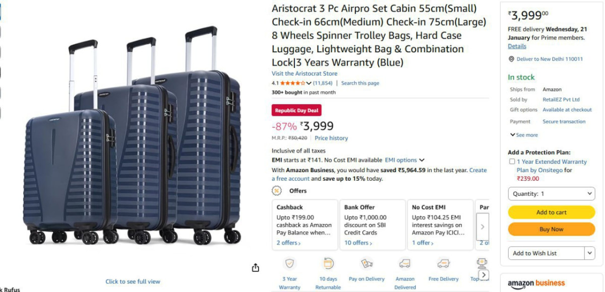 Aristocrat Hard Case Luggage (set Of 3) 3999 For More Deals Join Our Whatsa