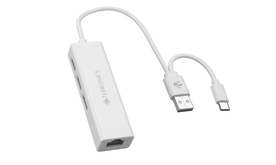 Zebronics Ta200ur Type C To Ethernet Adapter (4-in-1 Multiport Hub) 499 For