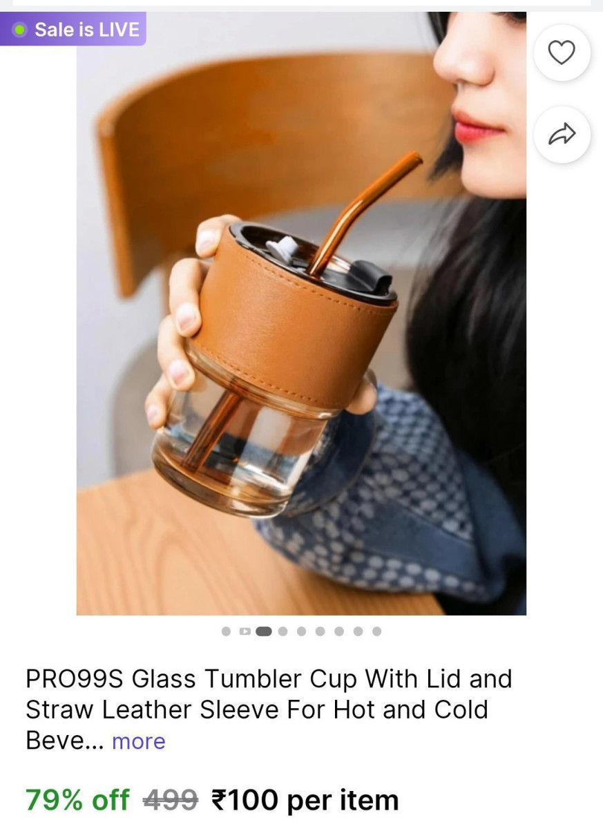 Glass Tumbler Cup With Lid And Straw 100 Min 2 Qty