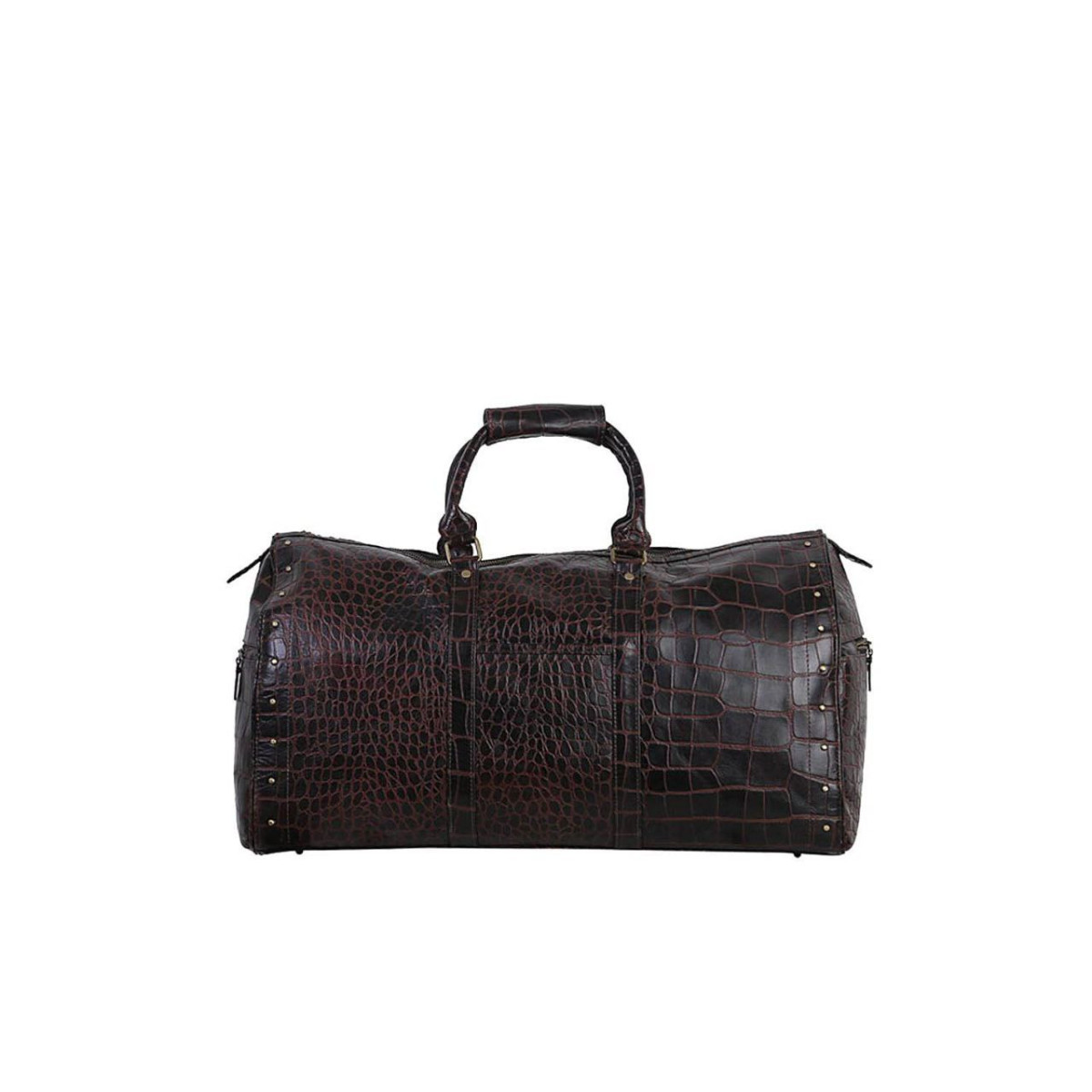 Faast 189strutt Dark Maroon Croc Print Genuine Leather Large Duffel Bag (37
