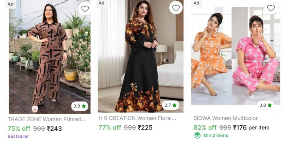 Women S Nightsuits Starts From 176check Min Buy Quantity