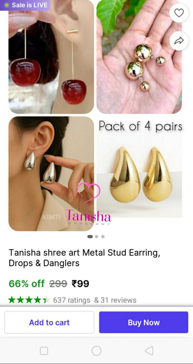 Pack Of 4 Korean Earings