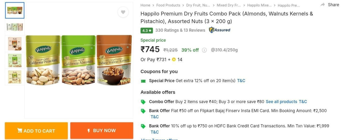 Happilo Dry Fruits Combo At 745