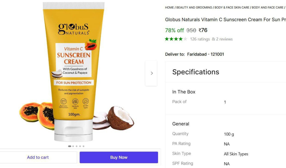 Vitamin C Sunscreen Cream 100 Gm 76