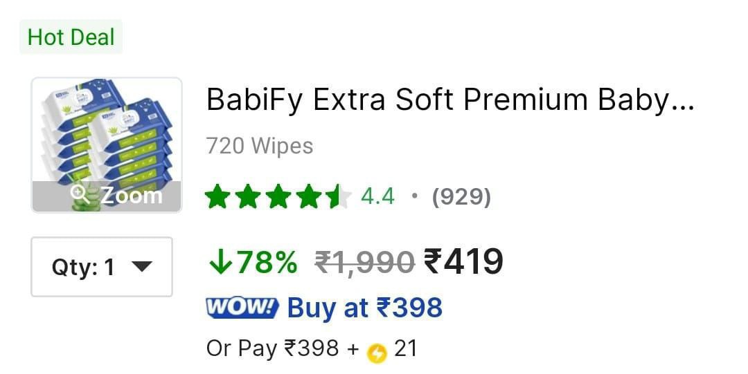 Republic Day Sale Premium Aloe Vera Baby Wipes Pack Of 10 (720 Wipes) 419