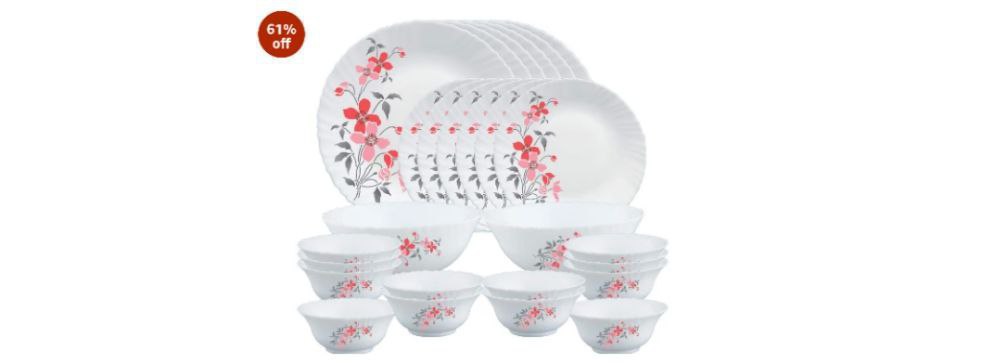 Larah By Borosil Fiore Opalware Dinner Set 28 Pcs 1397 Reg 1699