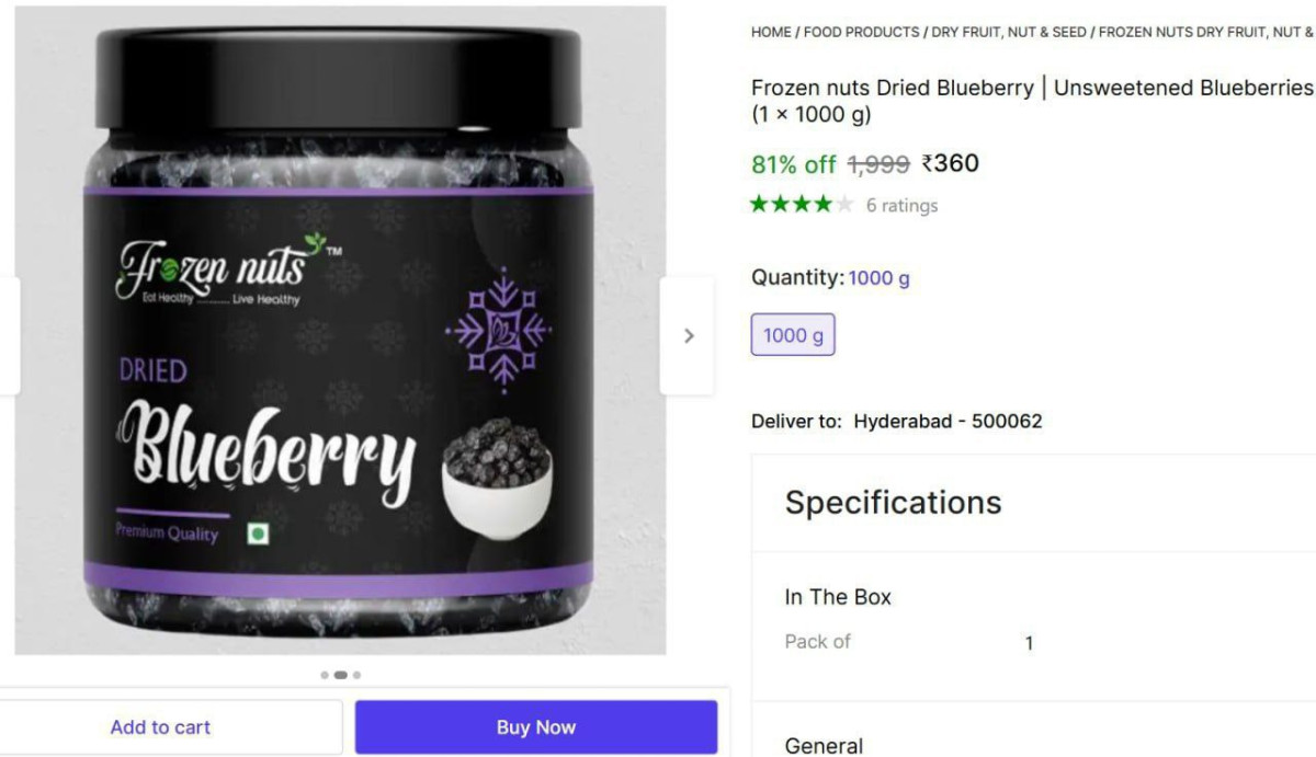 Dried Blueberry 1kg 360