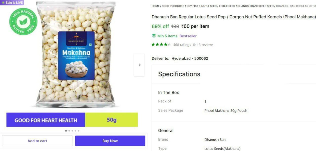 Snack Time Delightsphool Makhana 50g 60