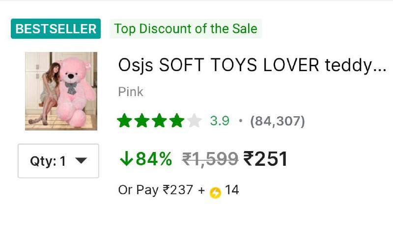 Lowest Teddy Bear Soft Toy (3 Feet) For 251