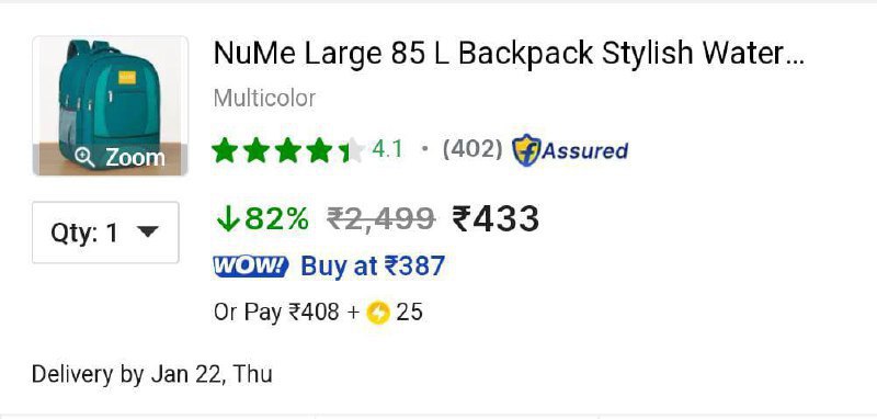 Loot Nume 85l Backpack 433 Large Size Extra 25 With 25 Supercoin Click Here