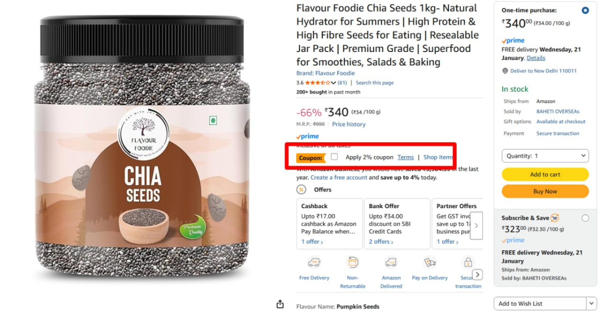 Premium Chia Seeds 1kg 340