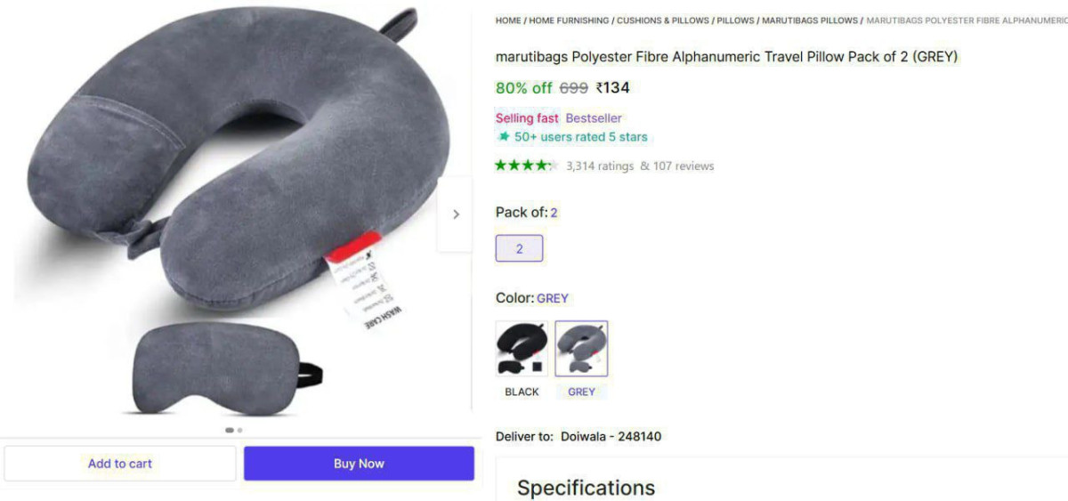 Travel Neck Pillow Set At 134