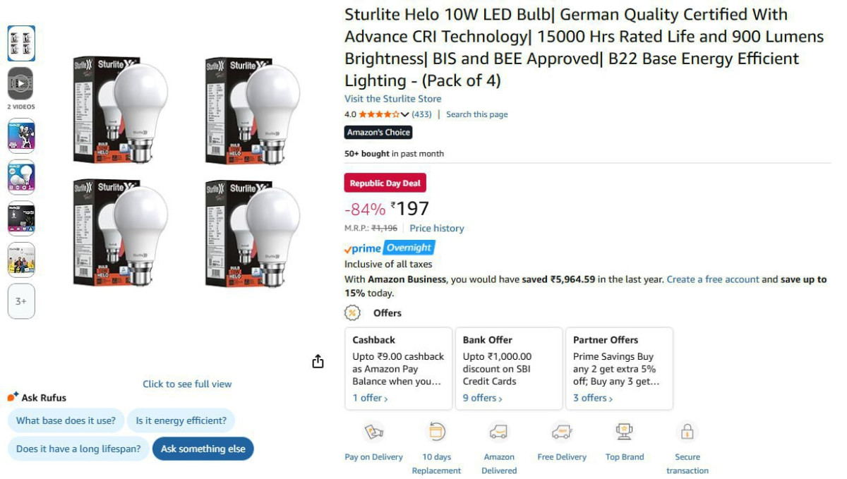 Sturlite Helo 10w Led Bulb Pack Of 4 197