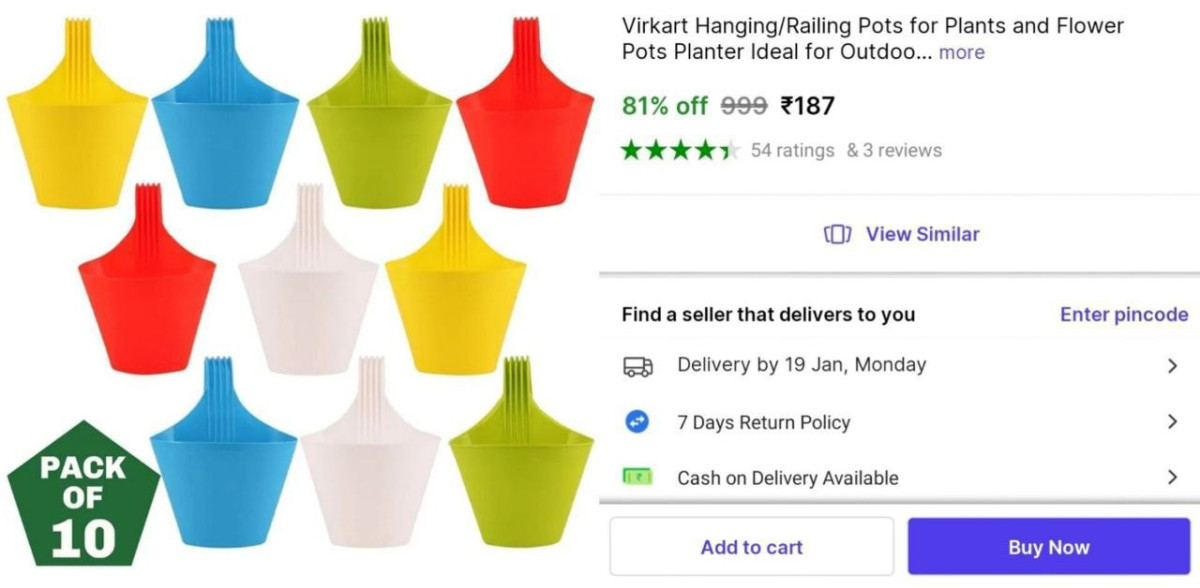 Pack Of 10 Hanging Pot At 187