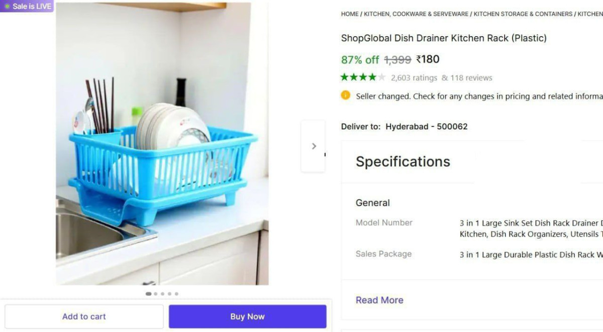 Dish Drainer Kitchen Rack At 180