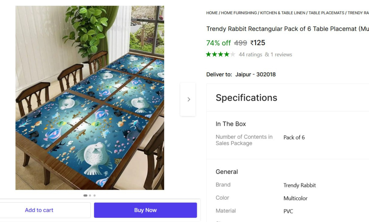 Pack Of 6 Table Placemat 125