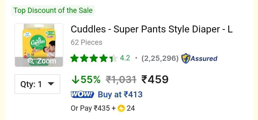 Drop Cuddles Super Pants Style Diaper (l 62 Pieces) 459extra Flat 60 Get 75