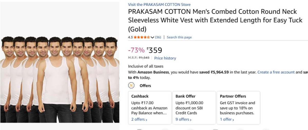 Men S Cotton Vest (pack Of 10) 359 S L Xl