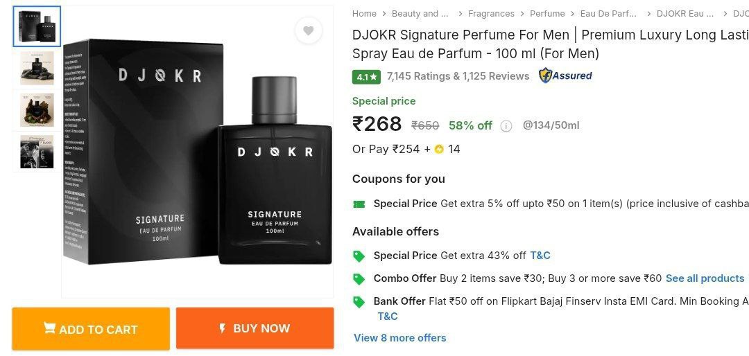 Flipkart Djokr Signature Perfume For Men (100ml) 268