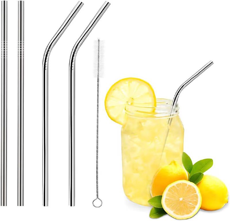 Brush)havanish Reusable Stainless Steel Drinking Straws With Cleaning Brush