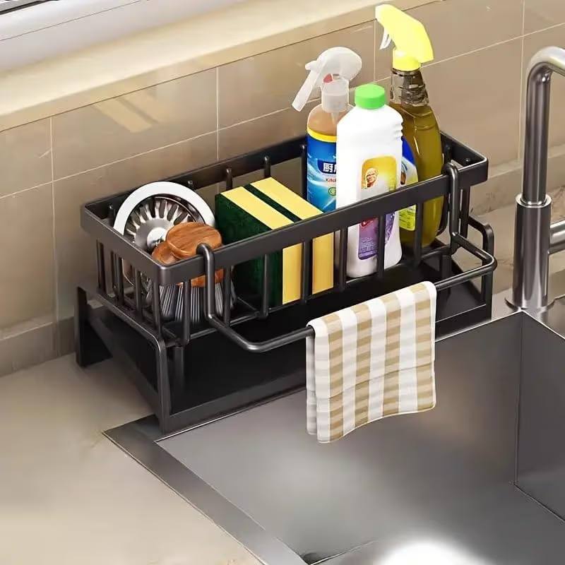 Uttarzone Metal Sponge Holder For Kitchen Sink Auto-draining Sink Organizer