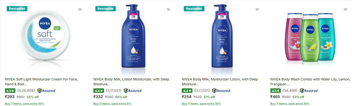 70 Top Beauty Products Nivea Ponds Vaseline Lakme Park Avenue Clean Clear E