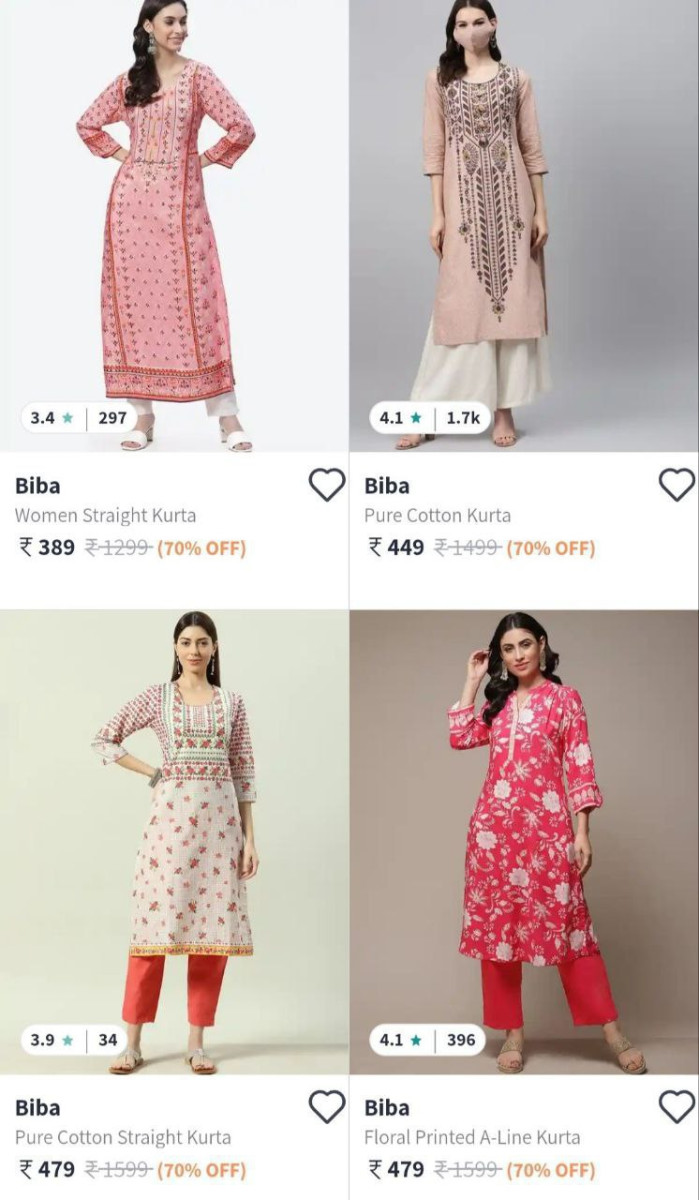 Myntra 88 On Biba Women S Clothing Kurta Kurta Sets Trousers More