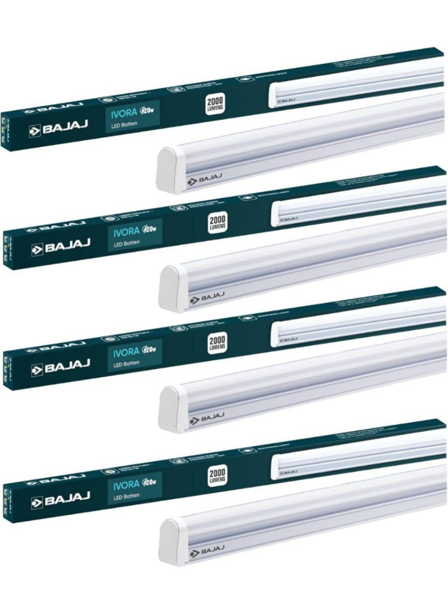 Bajaj 20 Watt Led Batten With Glare Lighting (pack Of 4 White) 569