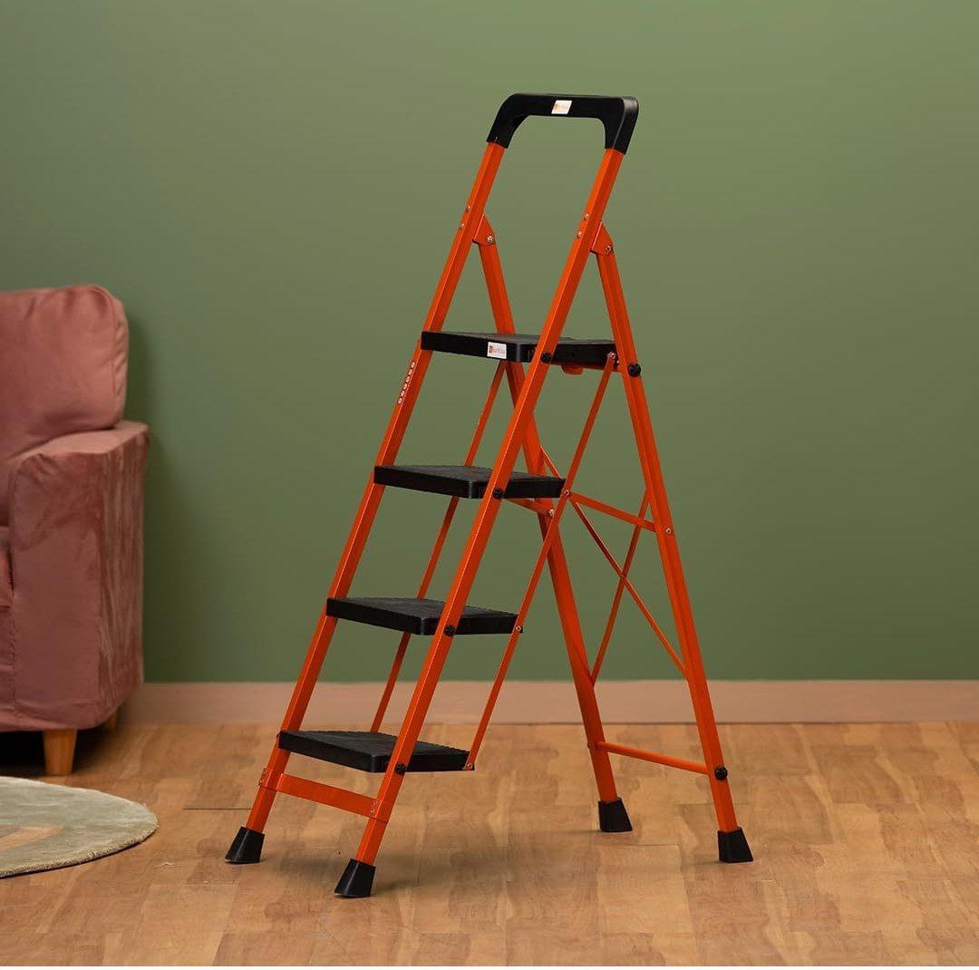 Bonkaso Premium Steel Multipurpose Climb Easy Anti-slip 4-step Foldable Lad