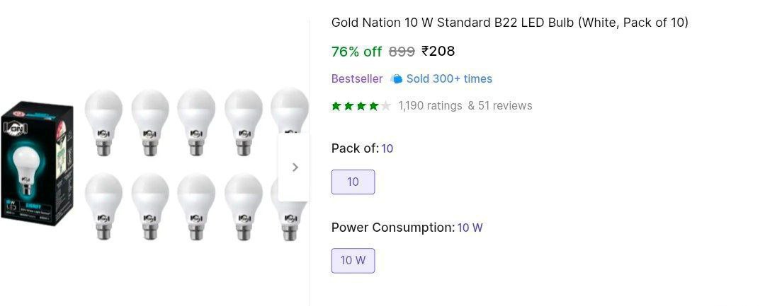 Pack Of 10 Bulb At 208 Almost 20 Per Peice