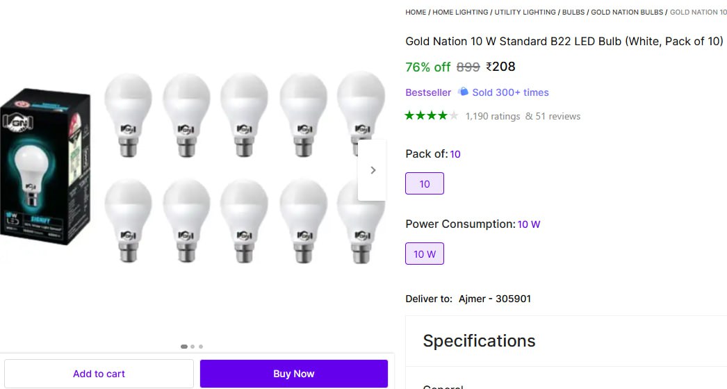 (pack Of 10) 10w Led Bulb At 208almost 20 Per Piece