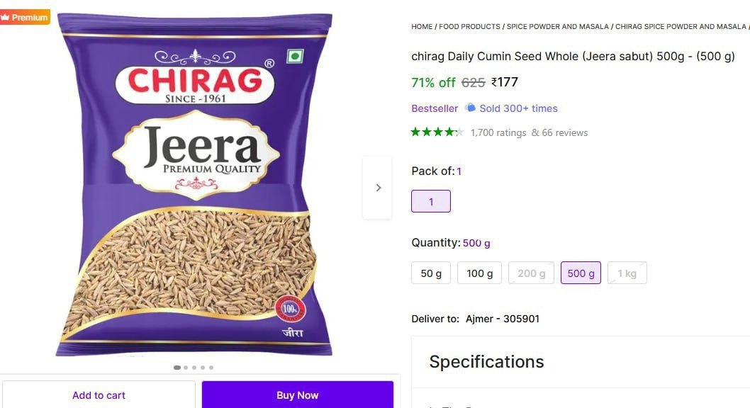 Cumin Seed Jeera 500g 177