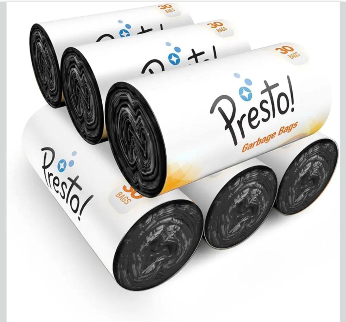 Amazon Brand - Presto Garbage Bags Medium 180 Count 30 Bags X 6 Rolls 19 X 