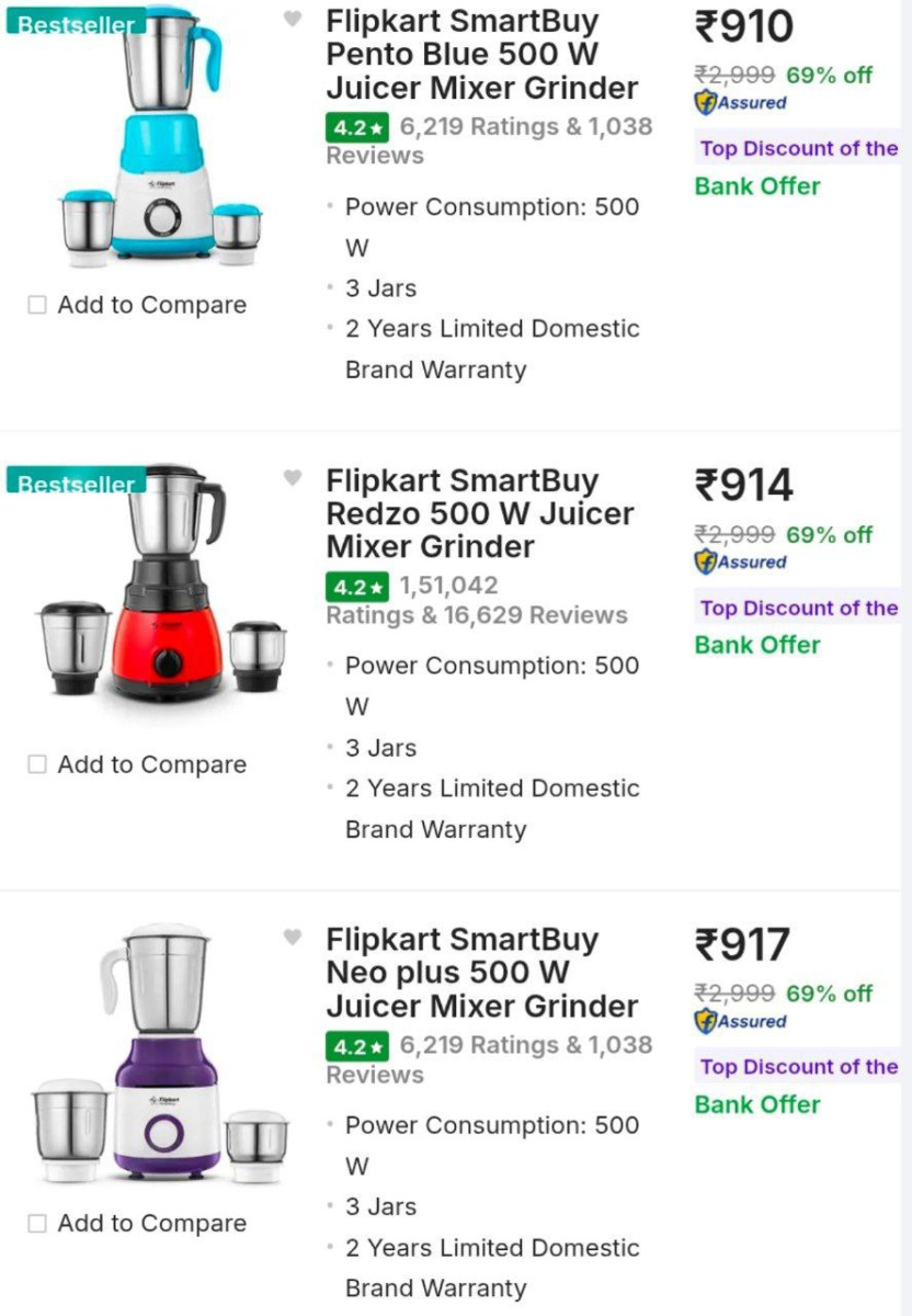 Grab Flipkart Smartbuy Mixer Juicer Grinder