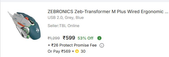 - Zebronics Gaming Mouse At Rs 599