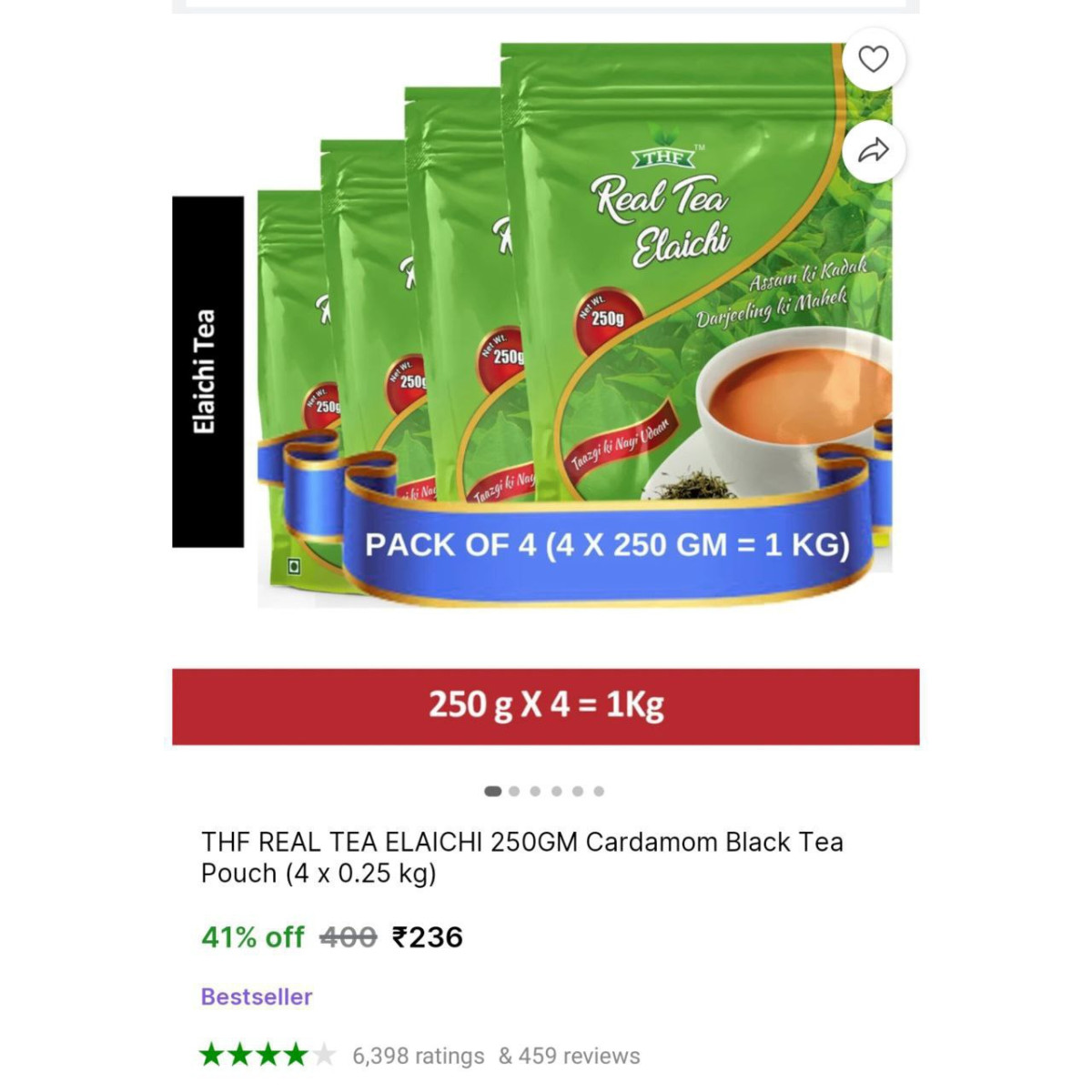 The Real Tea Elaichi 250g Pack Of 4 236