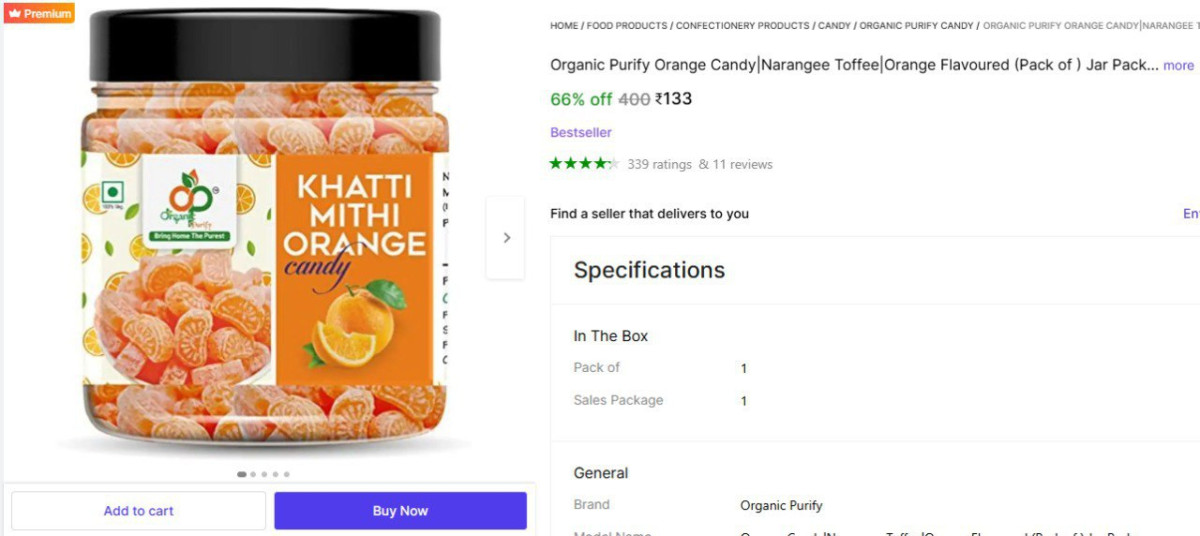 Shopsy Orange Candy (400g) At 133