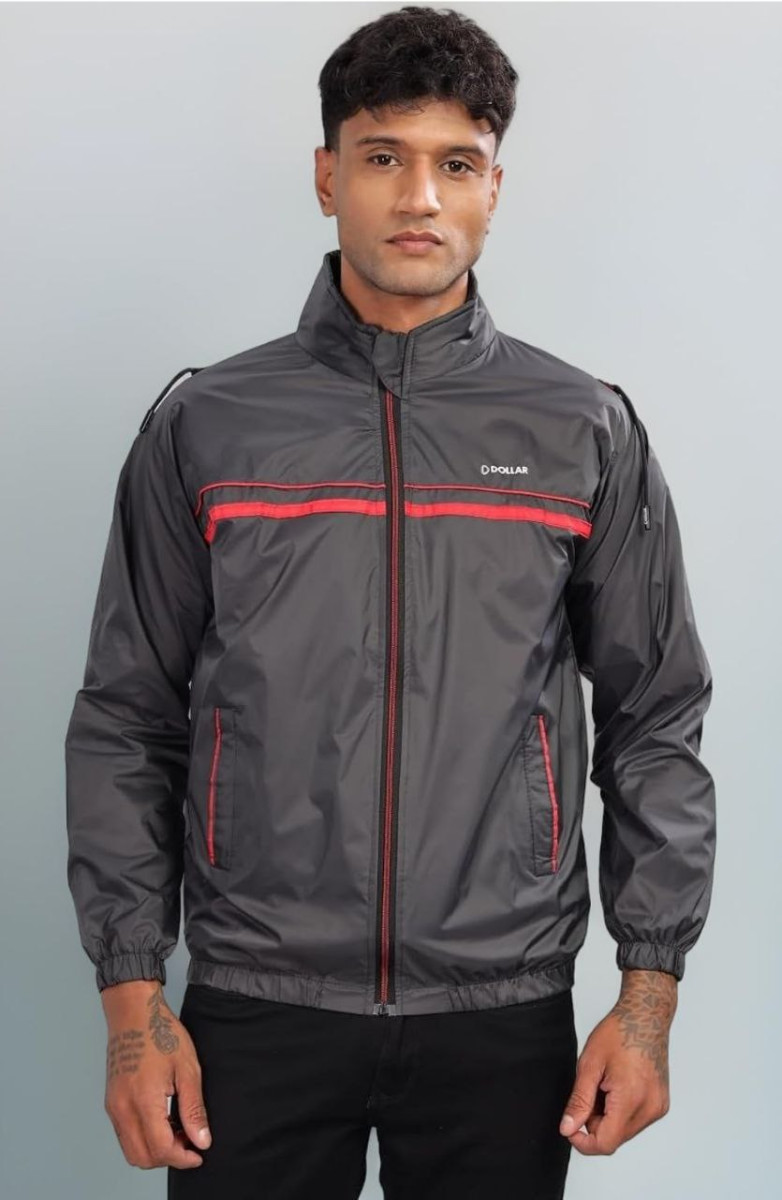 Dollar Men S Polyester Solid Hooded Windcheater Jacket With Side Pockets An