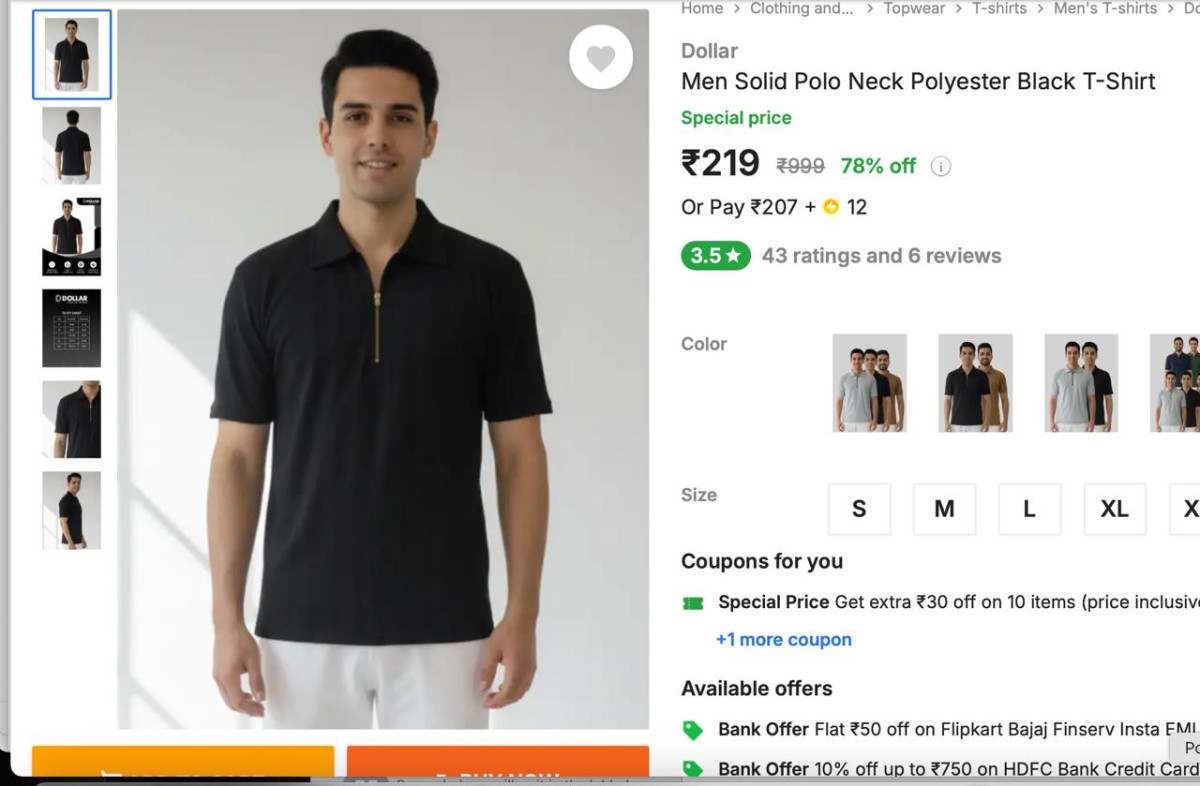 - Dollar Polo Neck T-shirts At Rs 219 - All Sizes Available