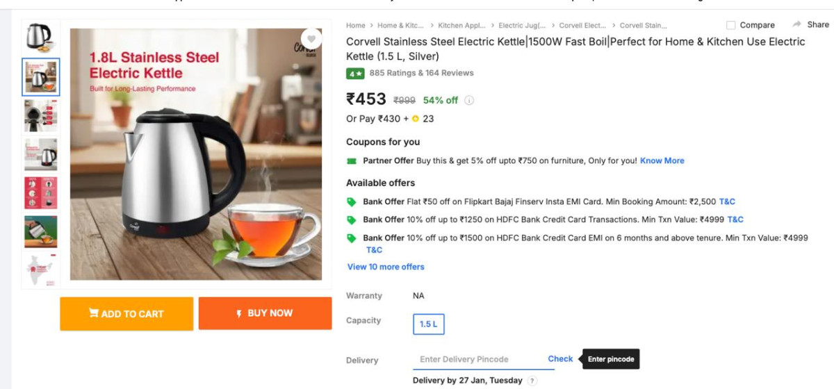 Lowest Corvell 1 5l Kettle 449